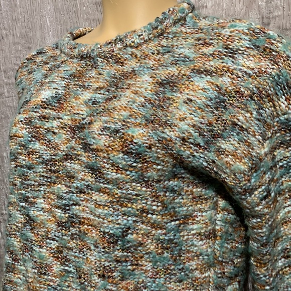 Universal Thread Short Chunky Sweater Cream Brown Green M Pullover - Picture 7 of 16